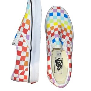 Vans Rainbow Checkerboard Slip Ons
